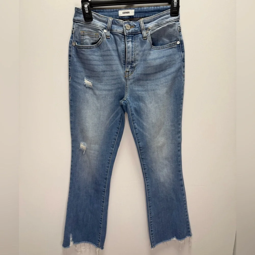 EUC CEROS Frayed Hem Denim Blue Jeans Size 25